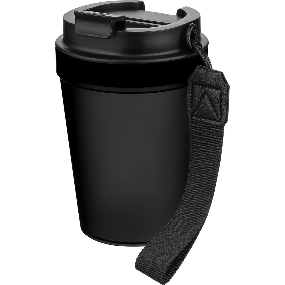 Kubek podróżny 350 ml z nadrukiem Twojego logo, materiał: metal, plastik, pp, silikon, kolor: czarny Kubek podróżny 350 ml z nadrukiem Twojego logo, materiał: metal, plastik, pp, silikon, kolor: czarny