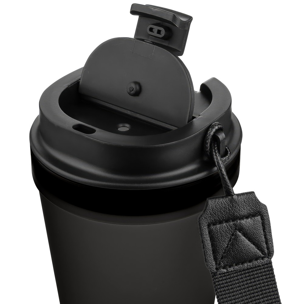 Kubek podróżny 350 ml z nadrukiem Twojego logo, materiał: metal, plastik, pp, silikon, kolor: czarny Kubek podróżny 350 ml z nadrukiem Twojego logo, materiał: metal, plastik, pp, silikon, kolor: czarny