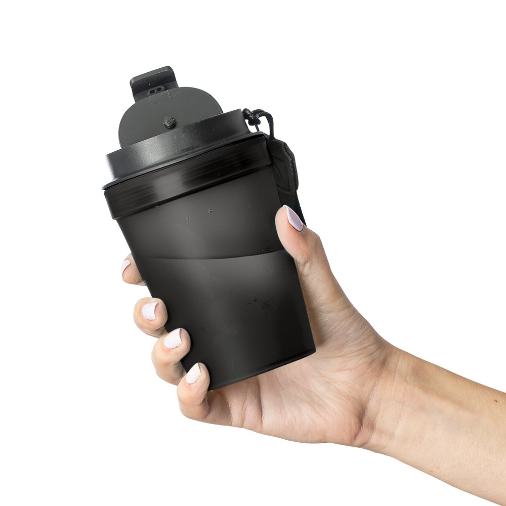 Kubek podróżny 350 ml z nadrukiem Twojego logo, materiał: metal, plastik, pp, silikon, kolor: czarny Kubek podróżny 350 ml z nadrukiem Twojego logo, materiał: metal, plastik, pp, silikon, kolor: czarny