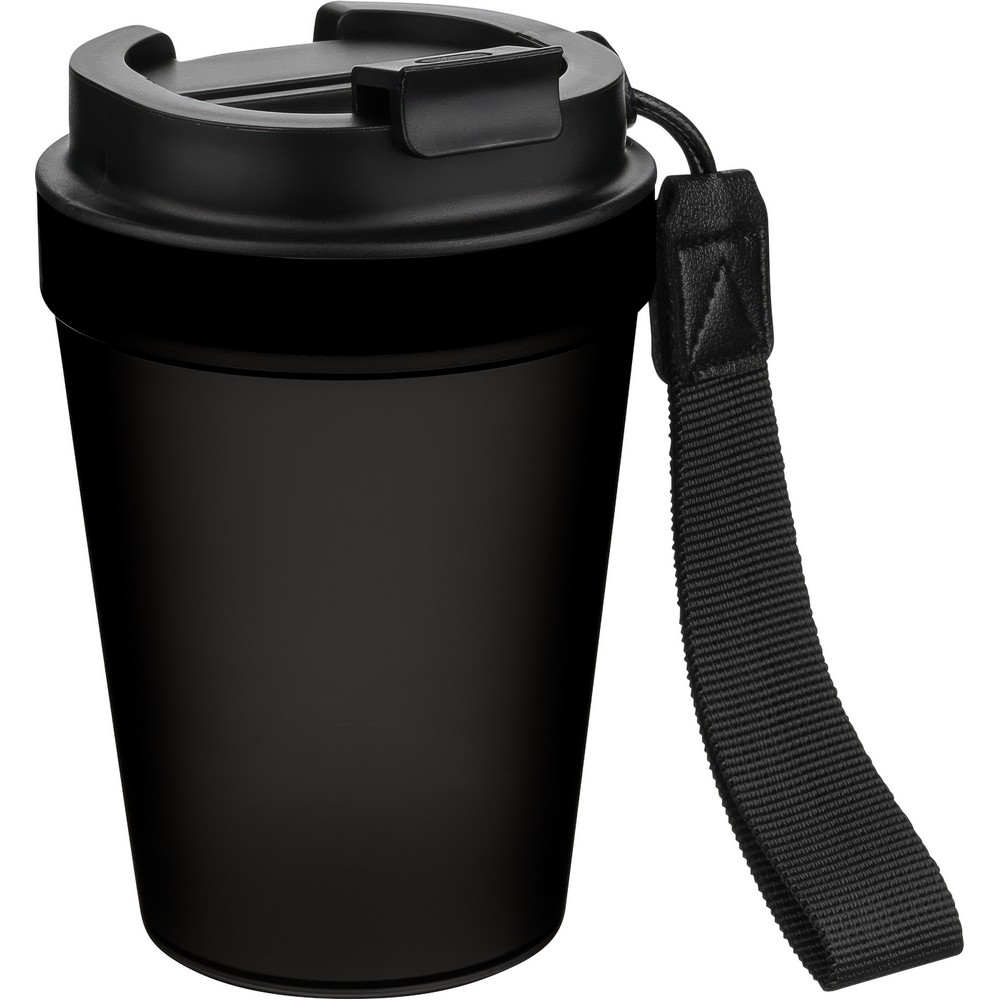Kubek podróżny 350 ml z nadrukiem Twojego logo, materiał: metal, plastik, pp, silikon, kolor: czarny Kubek podróżny 350 ml z nadrukiem Twojego logo, materiał: metal, plastik, pp, silikon, kolor: czarny