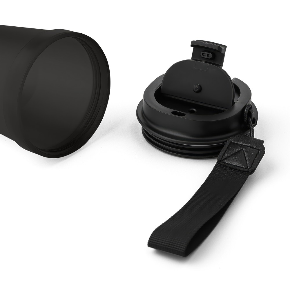 Kubek podróżny 350 ml z nadrukiem Twojego logo, materiał: metal, plastik, pp, silikon, kolor: czarny Kubek podróżny 350 ml z nadrukiem Twojego logo, materiał: metal, plastik, pp, silikon, kolor: czarny