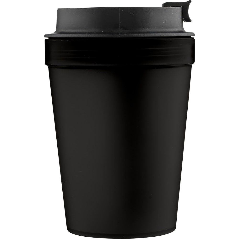 Kubek podróżny 350 ml z nadrukiem Twojego logo, materiał: metal, plastik, pp, silikon, kolor: czarny Kubek podróżny 350 ml z nadrukiem Twojego logo, materiał: metal, plastik, pp, silikon, kolor: czarny