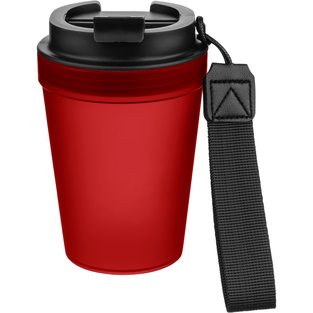 Kubek podróżny 350 ml z nadrukiem Twojego logo, materiał: metal, plastik, pp, silikon, kolor: czerwony Kubek podróżny 350 ml z nadrukiem Twojego logo, materiał: metal, plastik, pp, silikon, kolor: czerwony
