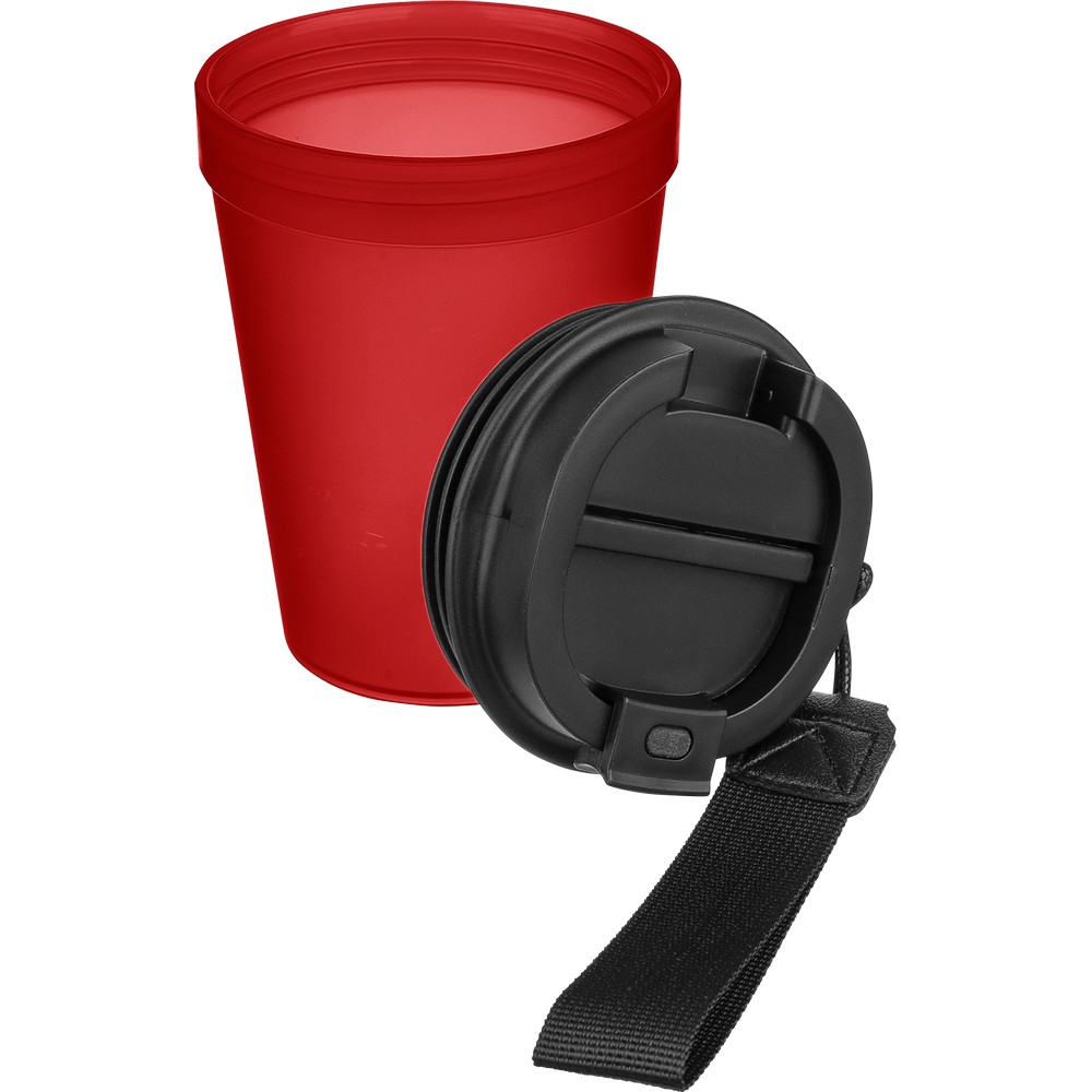 Kubek podróżny 350 ml z nadrukiem Twojego logo, materiał: metal, plastik, pp, silikon, kolor: czerwony Kubek podróżny 350 ml z nadrukiem Twojego logo, materiał: metal, plastik, pp, silikon, kolor: czerwony
