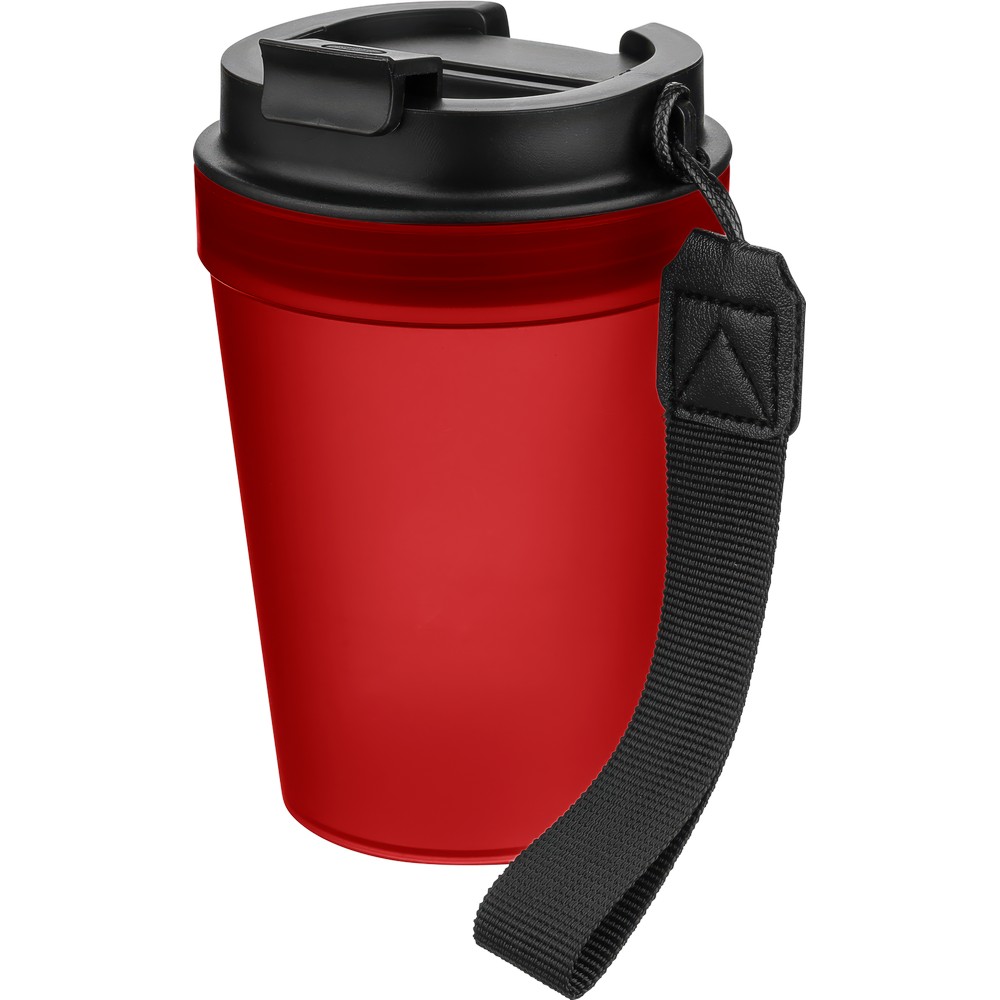 Kubek podróżny 350 ml z nadrukiem Twojego logo, materiał: metal, plastik, pp, silikon, kolor: czerwony Kubek podróżny 350 ml z nadrukiem Twojego logo, materiał: metal, plastik, pp, silikon, kolor: czerwony