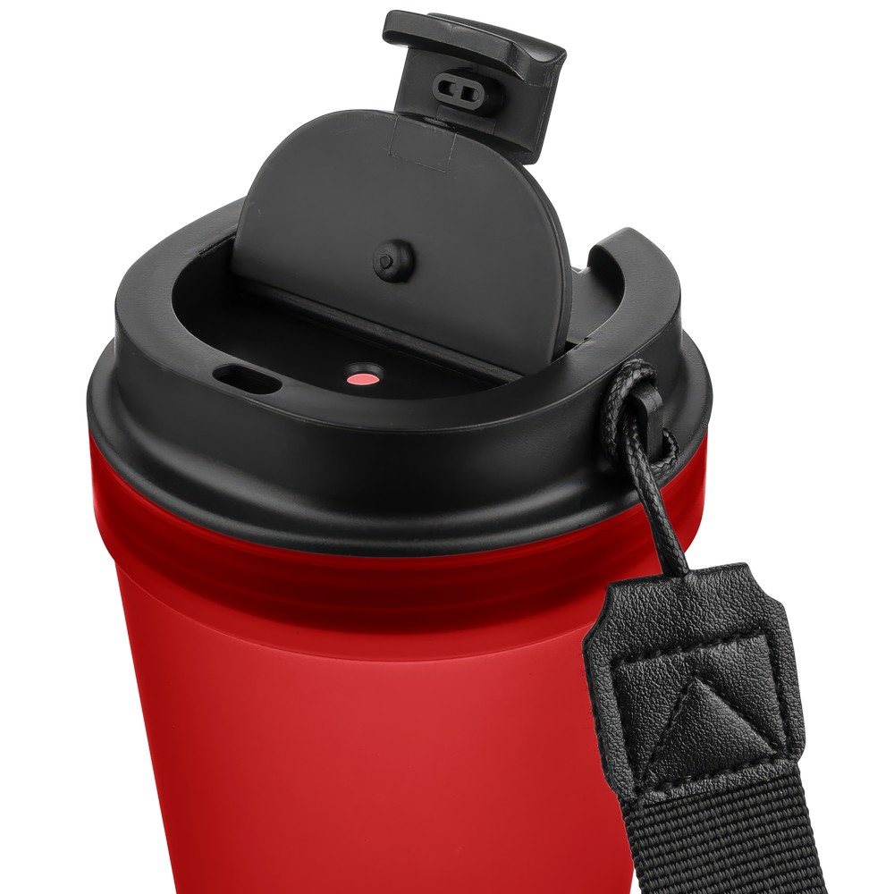 Kubek podróżny 350 ml z nadrukiem Twojego logo, materiał: metal, plastik, pp, silikon, kolor: czerwony Kubek podróżny 350 ml z nadrukiem Twojego logo, materiał: metal, plastik, pp, silikon, kolor: czerwony
