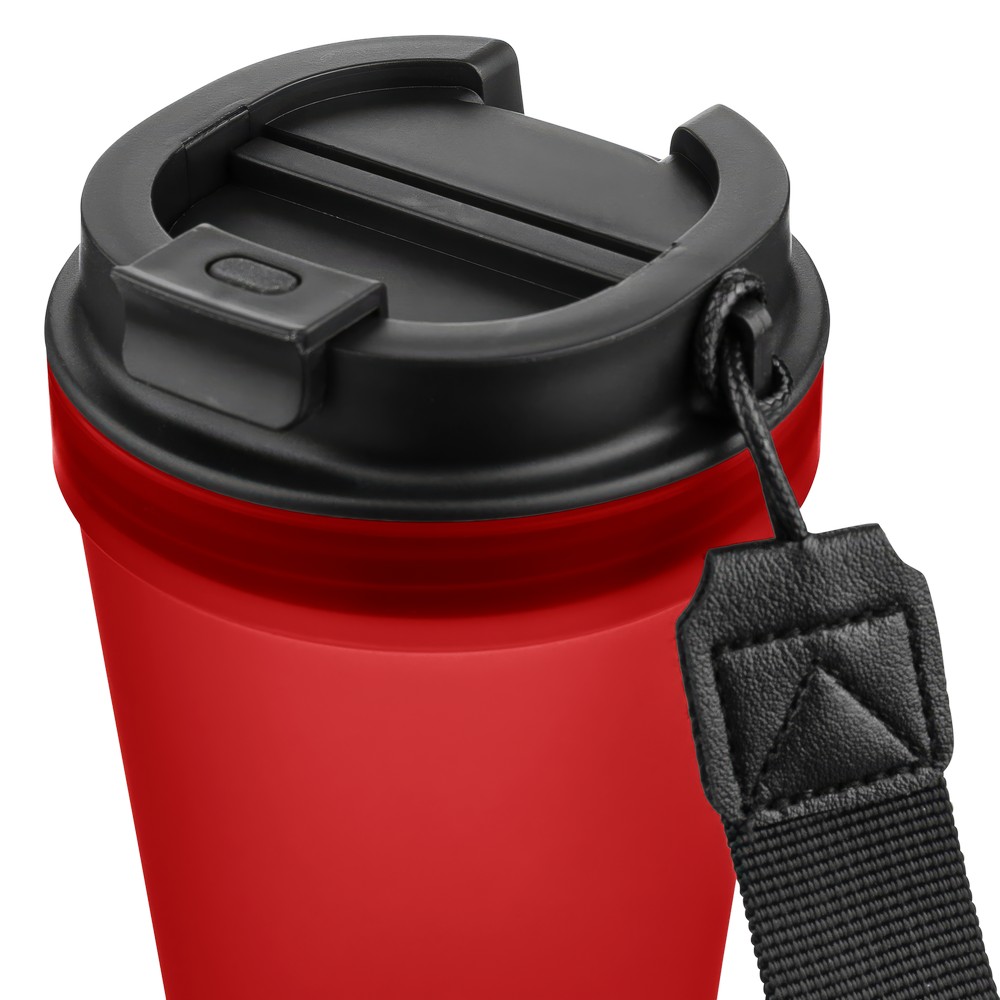 Kubek podróżny 350 ml z nadrukiem Twojego logo, materiał: metal, plastik, pp, silikon, kolor: czerwony Kubek podróżny 350 ml z nadrukiem Twojego logo, materiał: metal, plastik, pp, silikon, kolor: czerwony