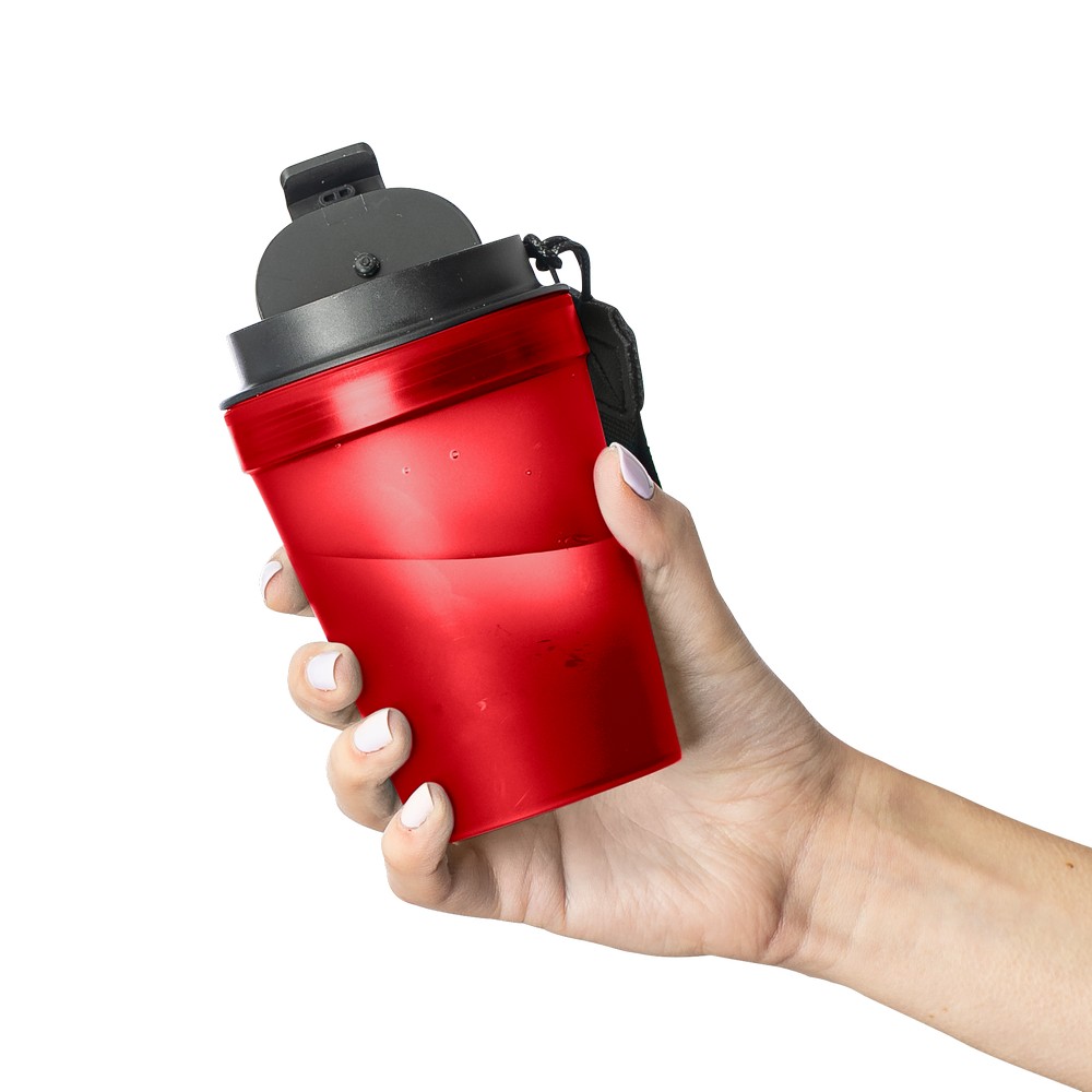 Kubek podróżny 350 ml z nadrukiem Twojego logo, materiał: metal, plastik, pp, silikon, kolor: czerwony Kubek podróżny 350 ml z nadrukiem Twojego logo, materiał: metal, plastik, pp, silikon, kolor: czerwony