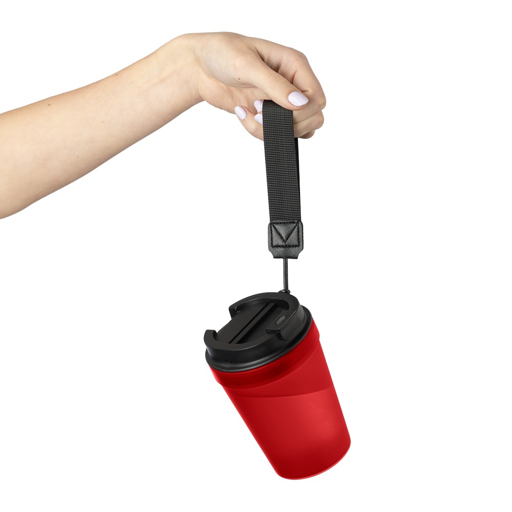 Kubek podróżny 350 ml z nadrukiem Twojego logo, materiał: metal, plastik, pp, silikon, kolor: czerwony Kubek podróżny 350 ml z nadrukiem Twojego logo, materiał: metal, plastik, pp, silikon, kolor: czerwony