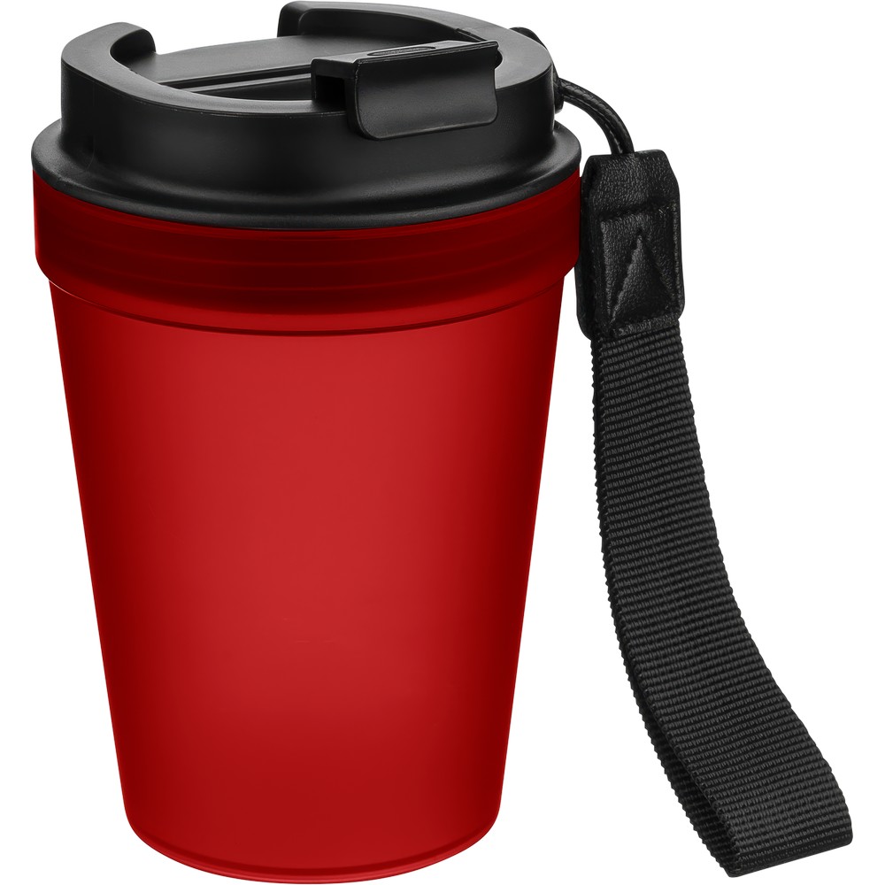 Kubek podróżny 350 ml z nadrukiem Twojego logo, materiał: metal, plastik, pp, silikon, kolor: czerwony Kubek podróżny 350 ml z nadrukiem Twojego logo, materiał: metal, plastik, pp, silikon, kolor: czerwony