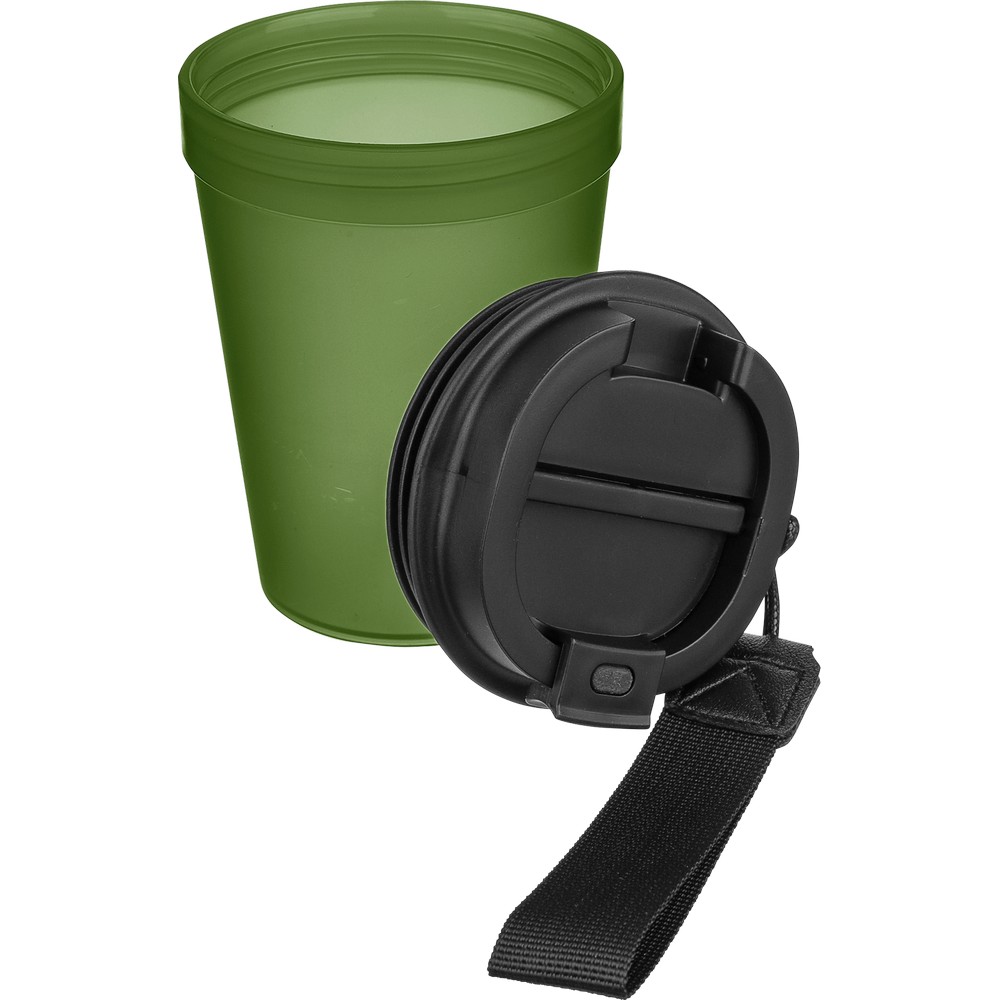 Kubek podróżny 350 ml z nadrukiem Twojego logo, materiał: metal, plastik, pp, silikon, kolor: zielony Kubek podróżny 350 ml z nadrukiem Twojego logo, materiał: metal, plastik, pp, silikon, kolor: zielony