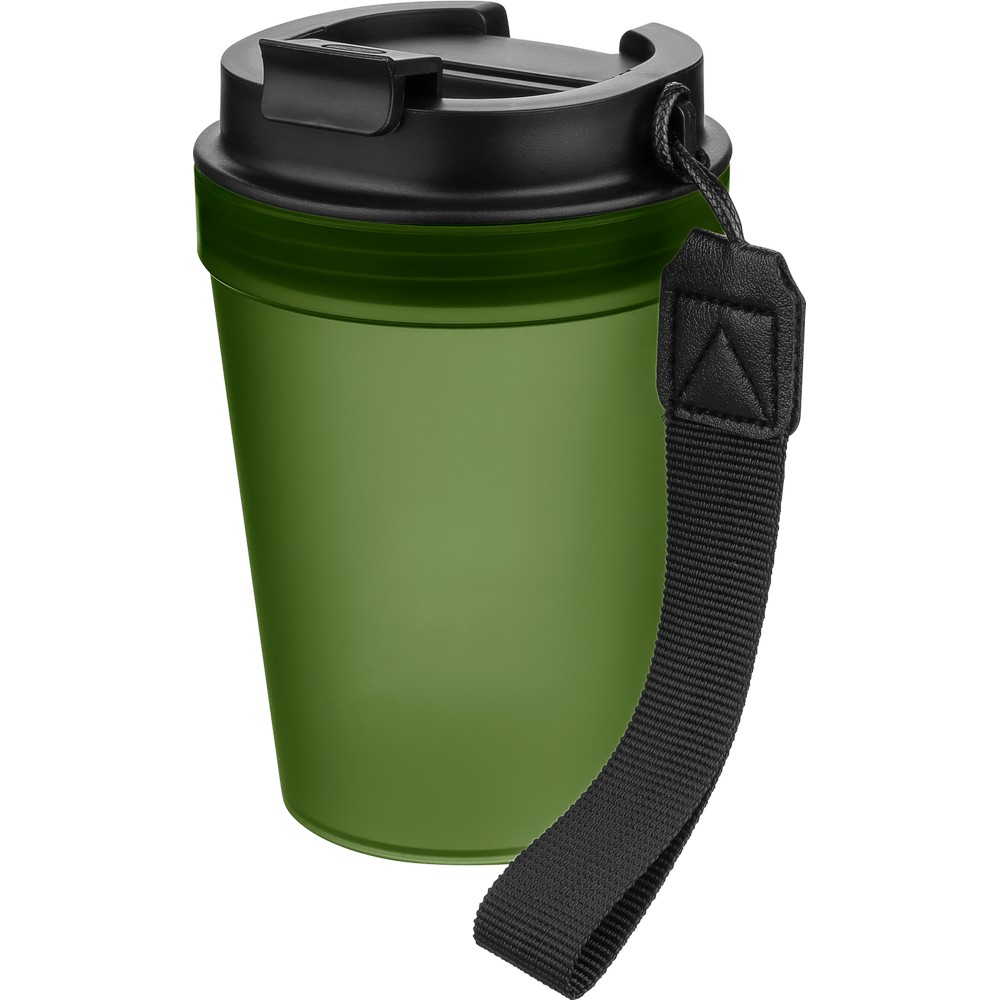 Kubek podróżny 350 ml z nadrukiem Twojego logo, materiał: metal, plastik, pp, silikon, kolor: zielony Kubek podróżny 350 ml z nadrukiem Twojego logo, materiał: metal, plastik, pp, silikon, kolor: zielony