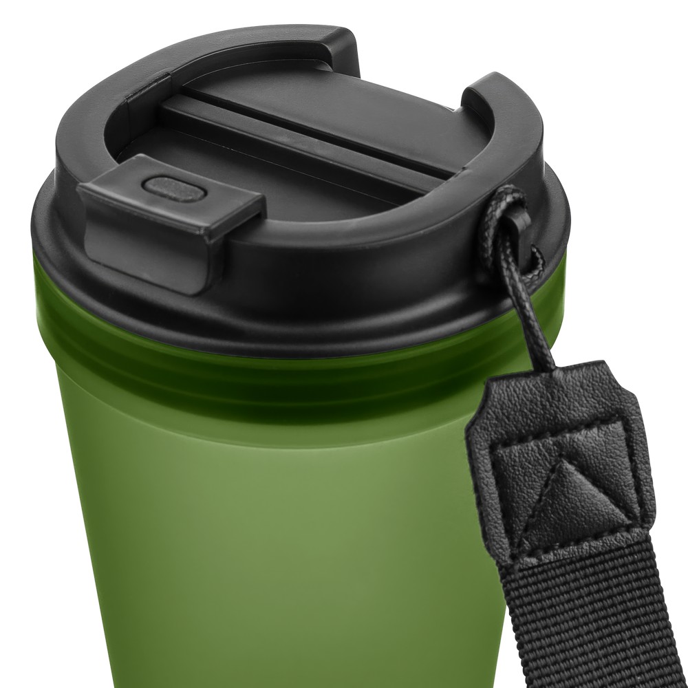 Kubek podróżny 350 ml z nadrukiem Twojego logo, materiał: metal, plastik, pp, silikon, kolor: zielony Kubek podróżny 350 ml z nadrukiem Twojego logo, materiał: metal, plastik, pp, silikon, kolor: zielony