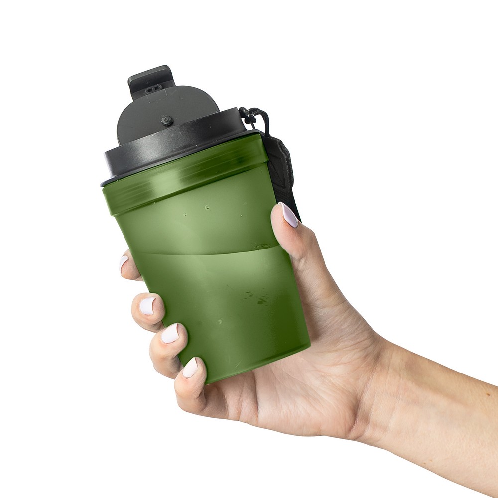 Kubek podróżny 350 ml z nadrukiem Twojego logo, materiał: metal, plastik, pp, silikon, kolor: zielony Kubek podróżny 350 ml z nadrukiem Twojego logo, materiał: metal, plastik, pp, silikon, kolor: zielony
