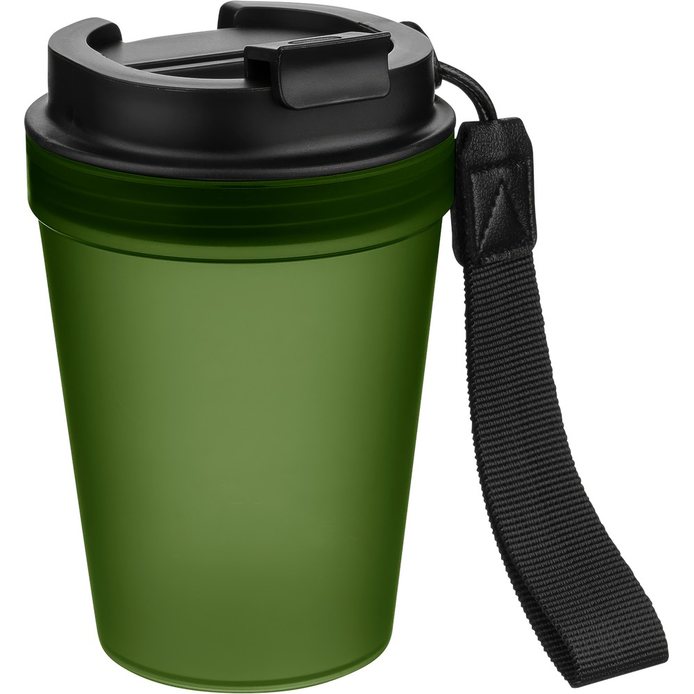 Kubek podróżny 350 ml z nadrukiem Twojego logo, materiał: metal, plastik, pp, silikon, kolor: zielony Kubek podróżny 350 ml z nadrukiem Twojego logo, materiał: metal, plastik, pp, silikon, kolor: zielony