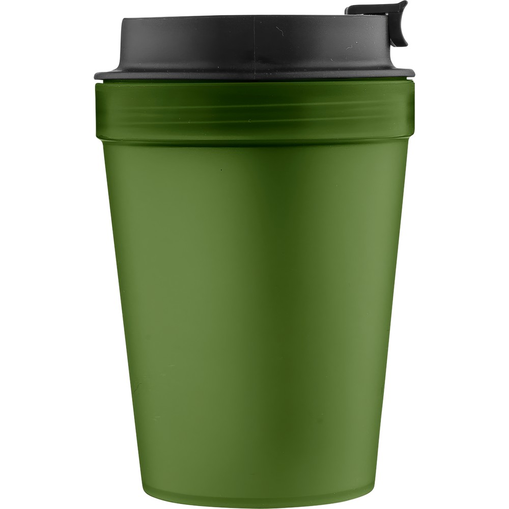Kubek podróżny 350 ml z nadrukiem Twojego logo, materiał: metal, plastik, pp, silikon, kolor: zielony Kubek podróżny 350 ml z nadrukiem Twojego logo, materiał: metal, plastik, pp, silikon, kolor: zielony