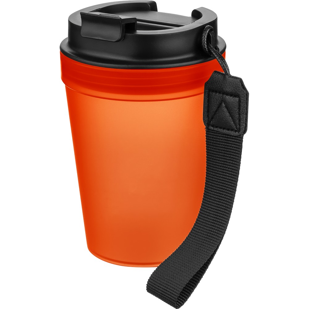 Kubek podróżny 350 ml z nadrukiem Twojego logo, materiał: metal, plastik, pp, silikon, kolor: pomarańczowy Kubek podróżny 350 ml z nadrukiem Twojego logo, materiał: metal, plastik, pp, silikon, kolor: pomarańczowy