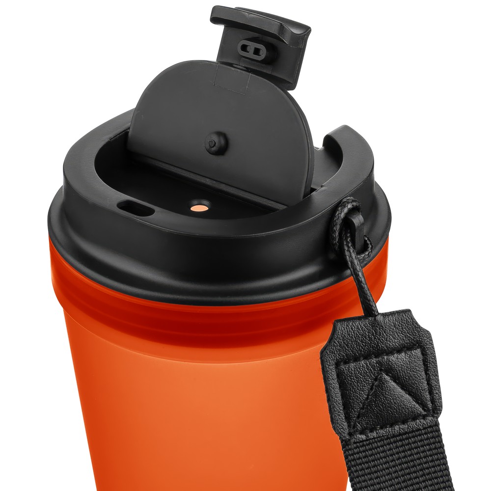Kubek podróżny 350 ml z nadrukiem Twojego logo, materiał: metal, plastik, pp, silikon, kolor: pomarańczowy Kubek podróżny 350 ml z nadrukiem Twojego logo, materiał: metal, plastik, pp, silikon, kolor: pomarańczowy