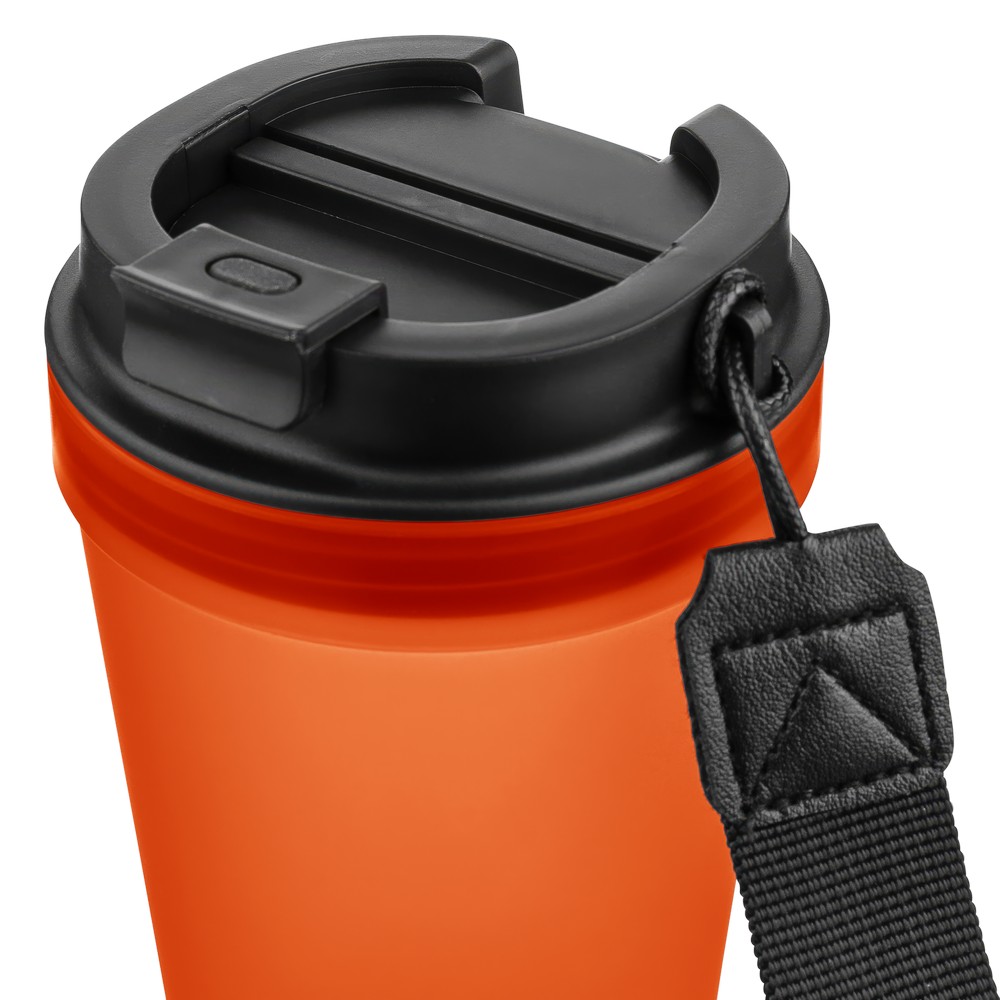 Kubek podróżny 350 ml z nadrukiem Twojego logo, materiał: metal, plastik, pp, silikon, kolor: pomarańczowy Kubek podróżny 350 ml z nadrukiem Twojego logo, materiał: metal, plastik, pp, silikon, kolor: pomarańczowy