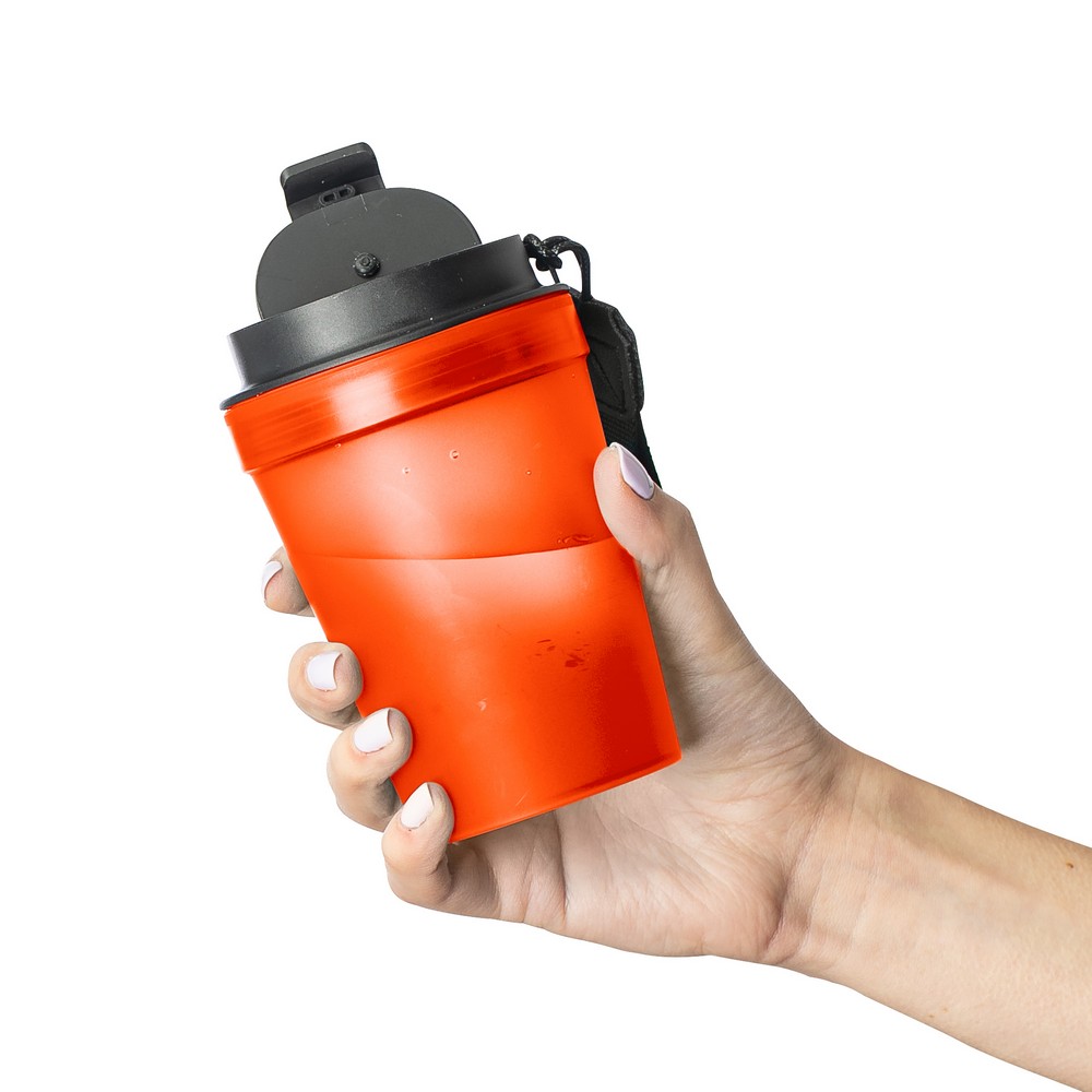 Kubek podróżny 350 ml z nadrukiem Twojego logo, materiał: metal, plastik, pp, silikon, kolor: pomarańczowy Kubek podróżny 350 ml z nadrukiem Twojego logo, materiał: metal, plastik, pp, silikon, kolor: pomarańczowy
