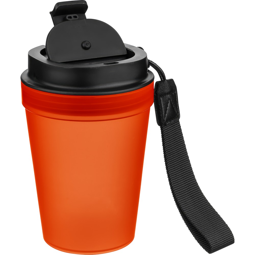 Kubek podróżny 350 ml z nadrukiem Twojego logo, materiał: metal, plastik, pp, silikon, kolor: pomarańczowy Kubek podróżny 350 ml z nadrukiem Twojego logo, materiał: metal, plastik, pp, silikon, kolor: pomarańczowy