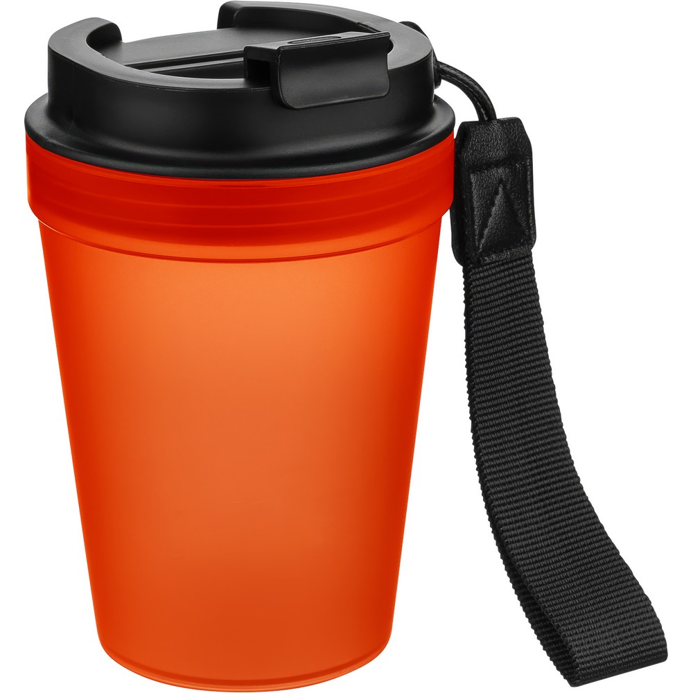 Kubek podróżny 350 ml z nadrukiem Twojego logo, materiał: metal, plastik, pp, silikon, kolor: pomarańczowy Kubek podróżny 350 ml z nadrukiem Twojego logo, materiał: metal, plastik, pp, silikon, kolor: pomarańczowy