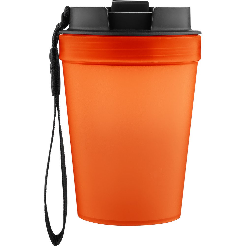 Kubek podróżny 350 ml z nadrukiem Twojego logo, materiał: metal, plastik, pp, silikon, kolor: pomarańczowy Kubek podróżny 350 ml z nadrukiem Twojego logo, materiał: metal, plastik, pp, silikon, kolor: pomarańczowy