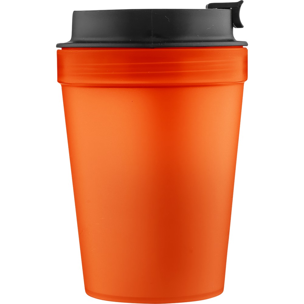 Kubek podróżny 350 ml z nadrukiem Twojego logo, materiał: metal, plastik, pp, silikon, kolor: pomarańczowy Kubek podróżny 350 ml z nadrukiem Twojego logo, materiał: metal, plastik, pp, silikon, kolor: pomarańczowy