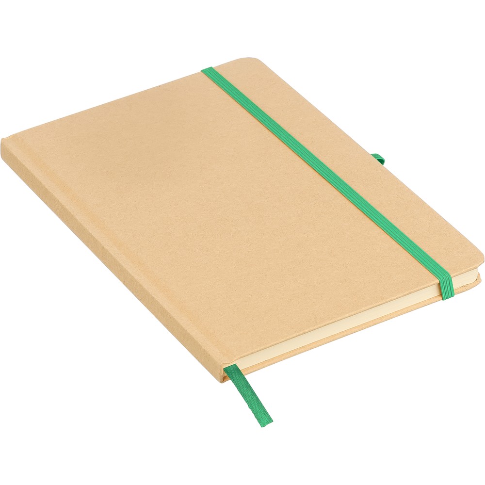 Notatnik A5 z nadrukiem Twojego logo, materiał: papier, poliester, kolor: zielony Notatnik A5 z nadrukiem Twojego logo, materiał: papier, poliester, kolor: zielony
