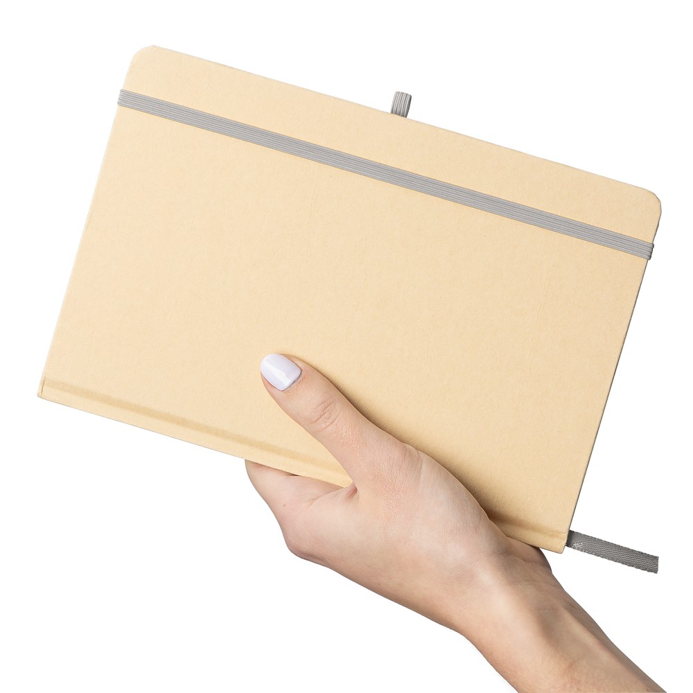 Notatnik A5 z nadrukiem Twojego logo, materiał: papier, poliester, kolor: srebrny Notatnik A5 z nadrukiem Twojego logo, materiał: papier, poliester, kolor: srebrny