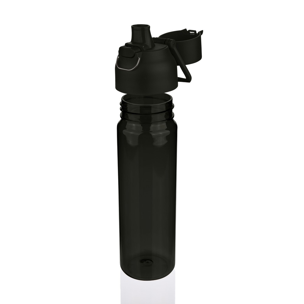 Butelka sportowa 750 ml z nadrukiem Twojego logo, materiał: metal, pp, silikon, tritan, kolor: czarny Butelka sportowa 750 ml z nadrukiem Twojego logo, materiał: metal, pp, silikon, tritan, kolor: czarny