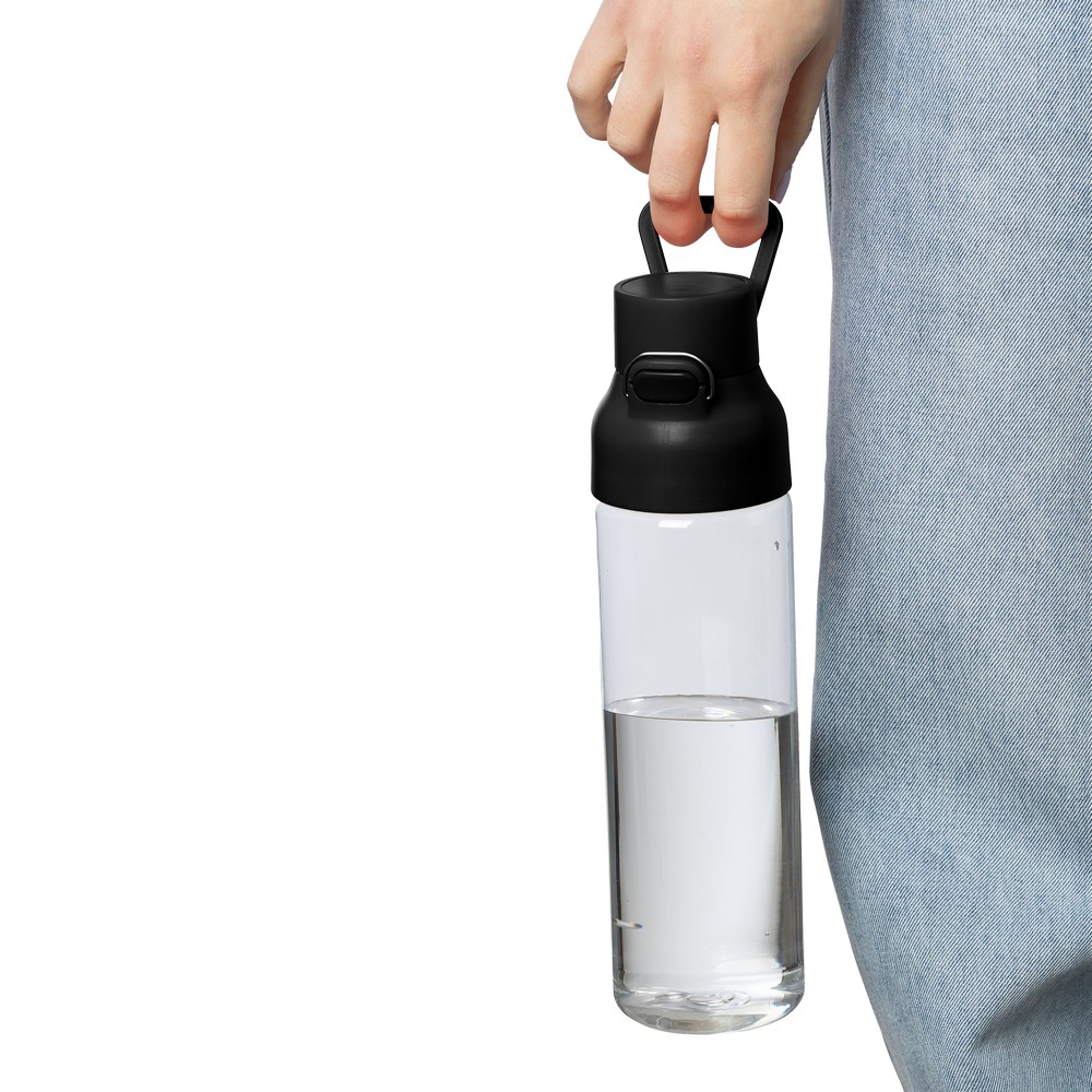 Butelka sportowa 750 ml z nadrukiem Twojego logo, materiał: metal, pp, silikon, tritan, kolor: czarny Butelka sportowa 750 ml z nadrukiem Twojego logo, materiał: metal, pp, silikon, tritan, kolor: czarny