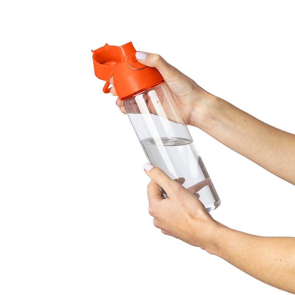 Butelka sportowa 750 ml z nadrukiem Twojego logo, materiał: metal, pp, silikon, tritan, kolor: pomarańczowy Butelka sportowa 750 ml z nadrukiem Twojego logo, materiał: metal, pp, silikon, tritan, kolor: pomarańczowy