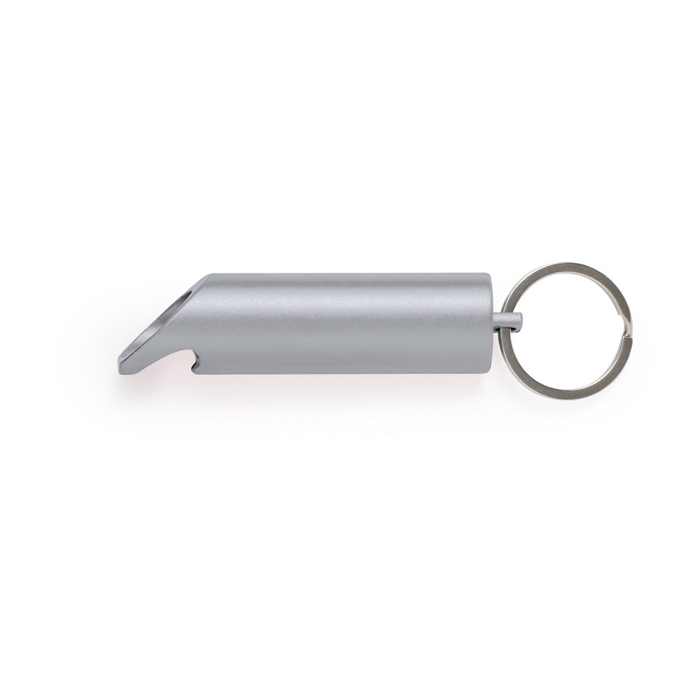 Brelok do kluczy z aluminium z recyklingu, otwieracz do butelek, lampka LED z nadrukiem Twojego logo, materiał: aluminium, kolor: srebrny Brelok do kluczy z aluminium z recyklingu, otwieracz do butelek, lampka LED z nadrukiem Twojego logo, materiał: aluminium, kolor: srebrny