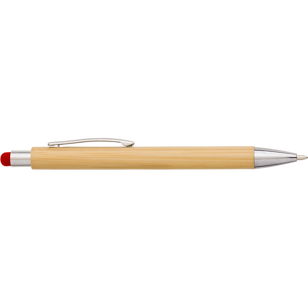 Bambusowy długopis, touch pen z nadrukiem Twojego logo, materiał: bambus, kolor: czerwony Bambusowy długopis, touch pen z nadrukiem Twojego logo, materiał: bambus, kolor: czerwony