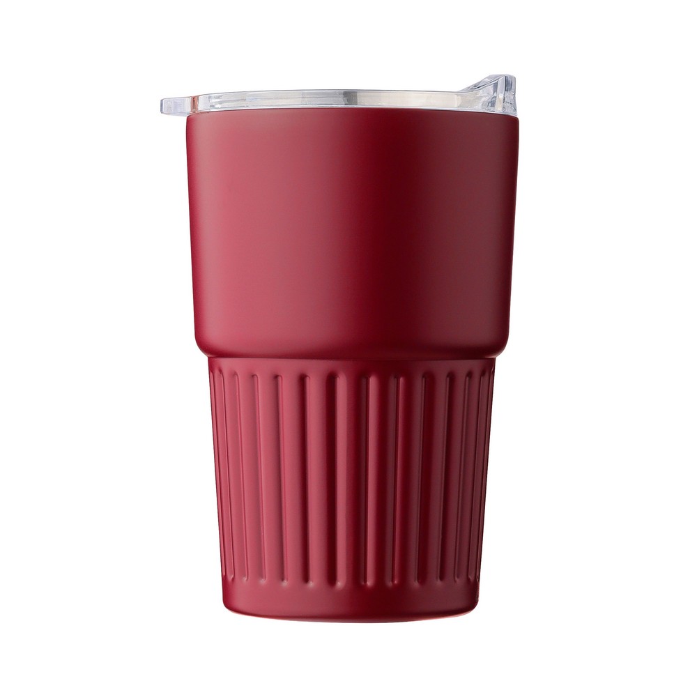 Kubek termiczny 450 ml z nadrukiem Twojego logo, materiał: pp, stal nierdzewna, silikon, stal, kolor: burgund Kubek termiczny 450 ml z nadrukiem Twojego logo, materiał: pp, stal nierdzewna, silikon, stal, kolor: burgund