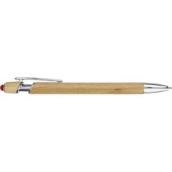 Bambusowy długopis, touch pen z nadrukiem Twojego logo, materiał: bambus, kolor: czerwony