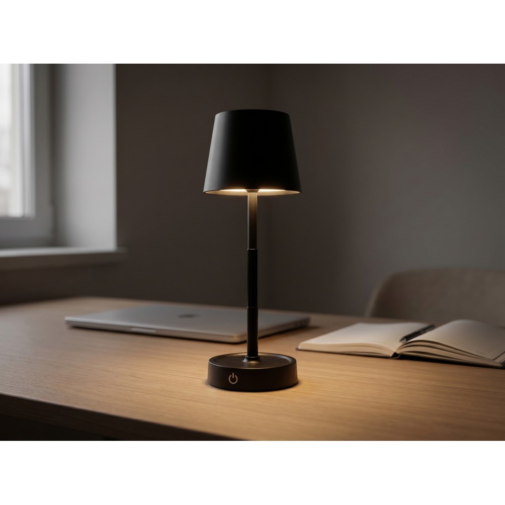 Lampka na biurko | Petepis z nadrukiem Twojego logo, materiał: plastik, pp, stal nierdzewna, ps, kolor: czarny Lampka na biurko | Petepis z nadrukiem Twojego logo, materiał: plastik, pp, stal nierdzewna, ps, kolor: czarny