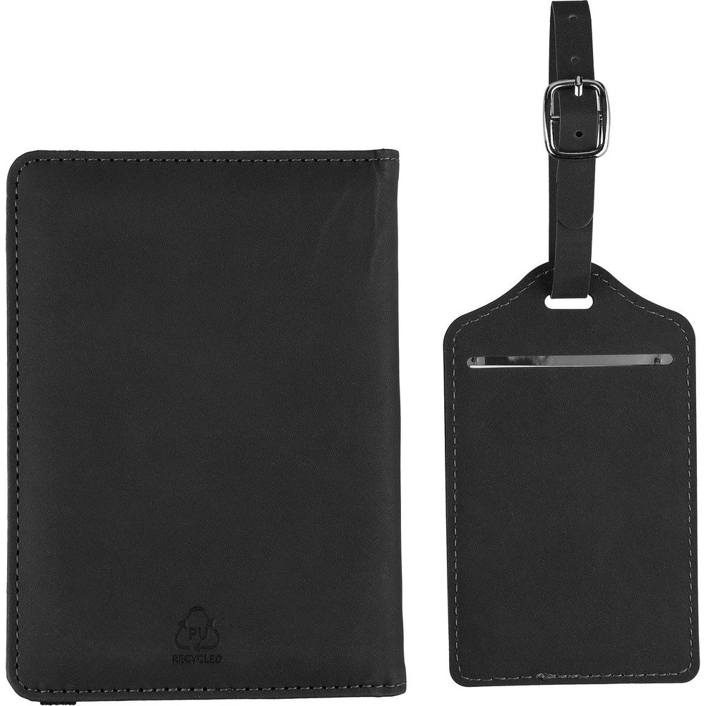 Etui do paszportu, zawieszka do bagażu z nadrukiem Twojego logo, materiał: pu, kolor: czarny Etui do paszportu, zawieszka do bagażu z nadrukiem Twojego logo, materiał: pu, kolor: czarny