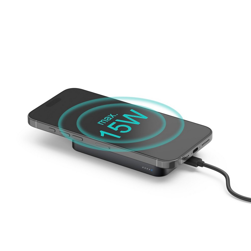 Magnetyczny power bank 10000 mAh Hama z nadrukiem Twojego logo, materiał: aluminium, kolor: czarny Magnetyczny power bank 10000 mAh Hama z nadrukiem Twojego logo, materiał: aluminium, kolor: czarny