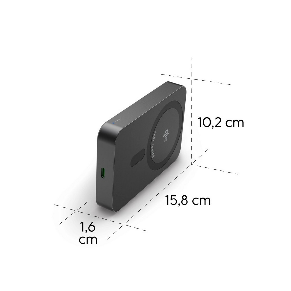 Magnetyczny power bank 10000 mAh Hama z nadrukiem Twojego logo, materiał: aluminium, kolor: czarny Magnetyczny power bank 10000 mAh Hama z nadrukiem Twojego logo, materiał: aluminium, kolor: czarny
