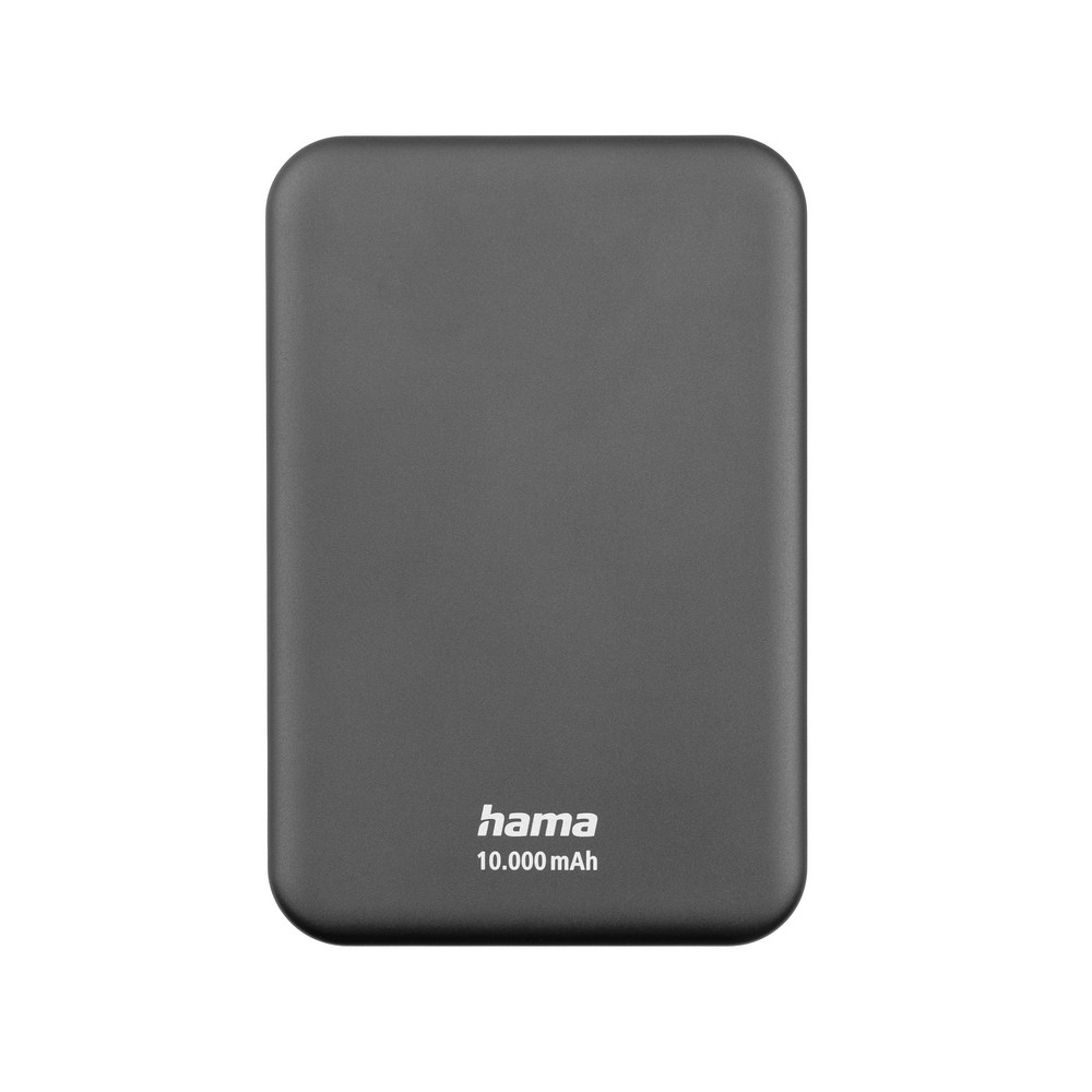 Magnetyczny power bank 10000 mAh Hama z nadrukiem Twojego logo, materiał: aluminium, kolor: czarny Magnetyczny power bank 10000 mAh Hama z nadrukiem Twojego logo, materiał: aluminium, kolor: czarny