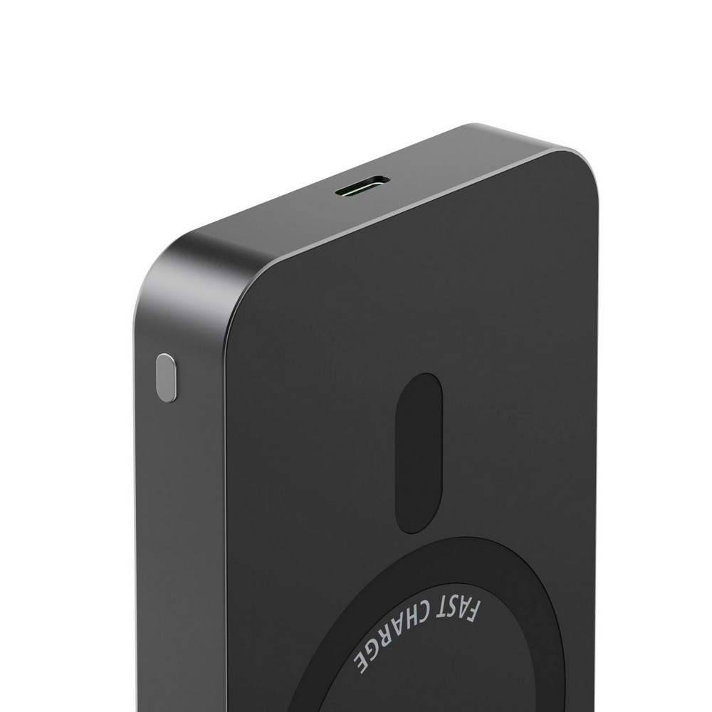 Magnetyczny power bank 10000 mAh Hama z nadrukiem Twojego logo, materiał: aluminium, kolor: czarny Magnetyczny power bank 10000 mAh Hama z nadrukiem Twojego logo, materiał: aluminium, kolor: czarny