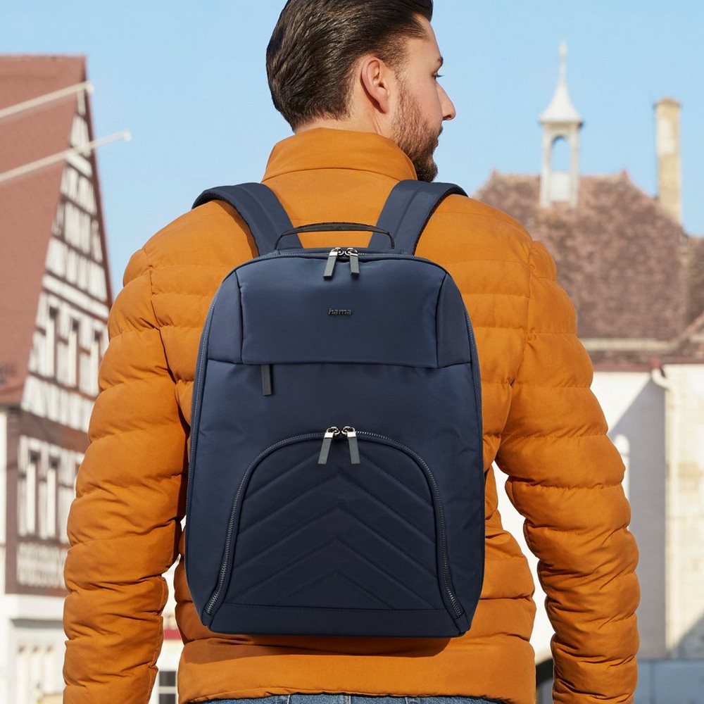 Plecak na laptopa 16,2" Hama Lightweight Premium z nadrukiem Twojego logo, materiał: poliester, kolor: granatowy Plecak na laptopa 16,2" Hama Lightweight Premium z nadrukiem Twojego logo, materiał: poliester, kolor: granatowy