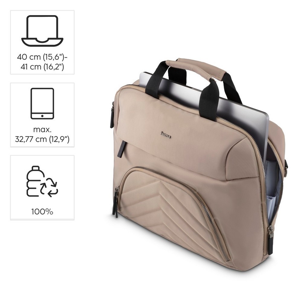 Torba na laptopa 15,6"-16,2" Hama Lightweight Premium z nadrukiem Twojego logo, materiał: rpet, kolor: beżowy Torba na laptopa 15,6"-16,2" Hama Lightweight Premium z nadrukiem Twojego logo, materiał: rpet, kolor: beżowy