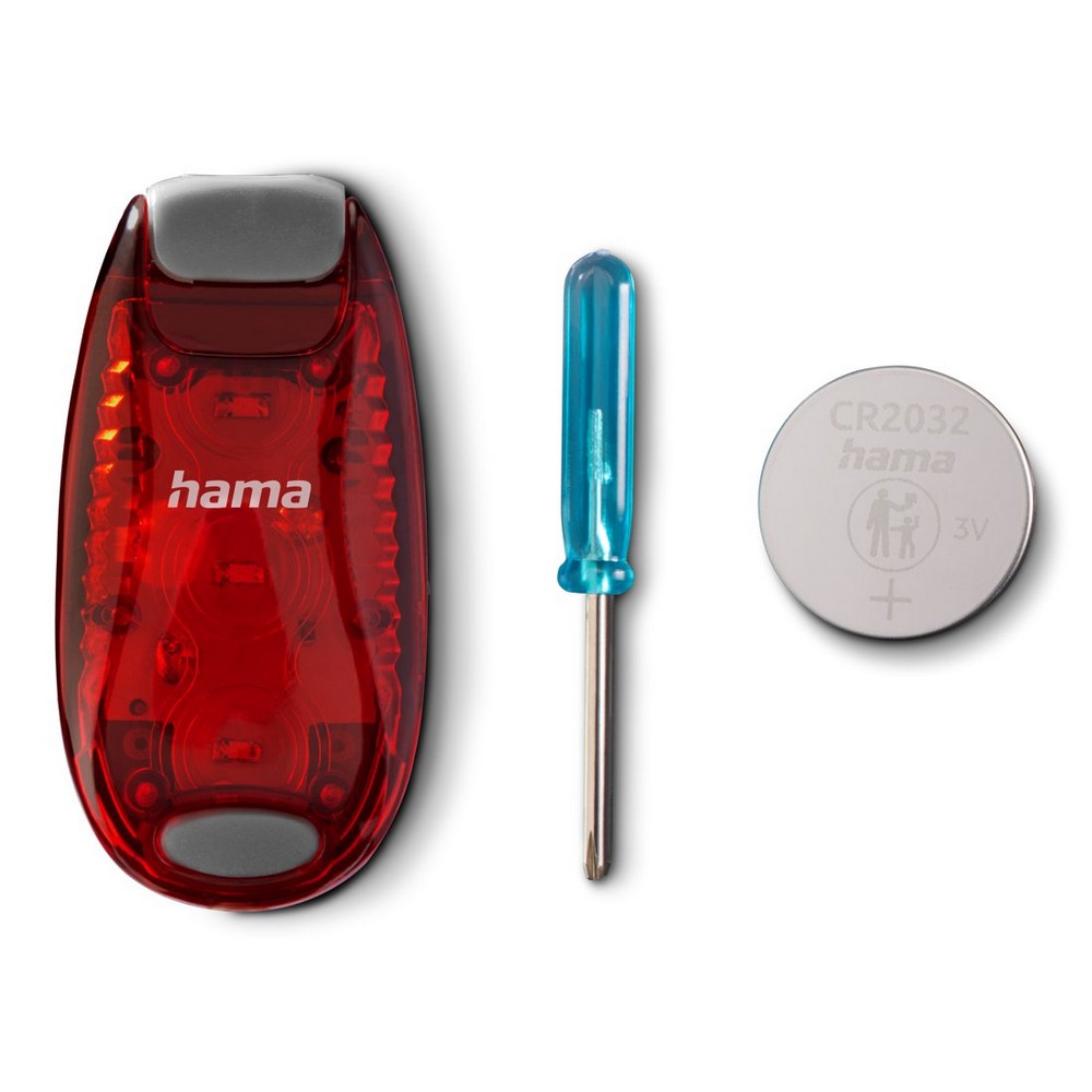 Zestaw lampek rowerowych, ostrzegawczych Hama 2 el. z nadrukiem Twojego logo, materiał: plastik, kolor: czarny Zestaw lampek rowerowych, ostrzegawczych Hama 2 el. z nadrukiem Twojego logo, materiał: plastik, kolor: czarny