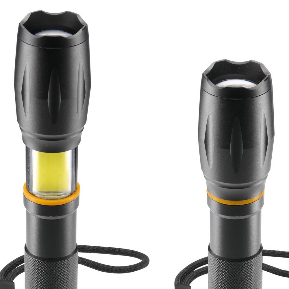 Latarka LED 2 w 1 Hama z nadrukiem Twojego logo, materiał: aluminium, kolor: czarny Latarka LED 2 w 1 Hama z nadrukiem Twojego logo, materiał: aluminium, kolor: czarny
