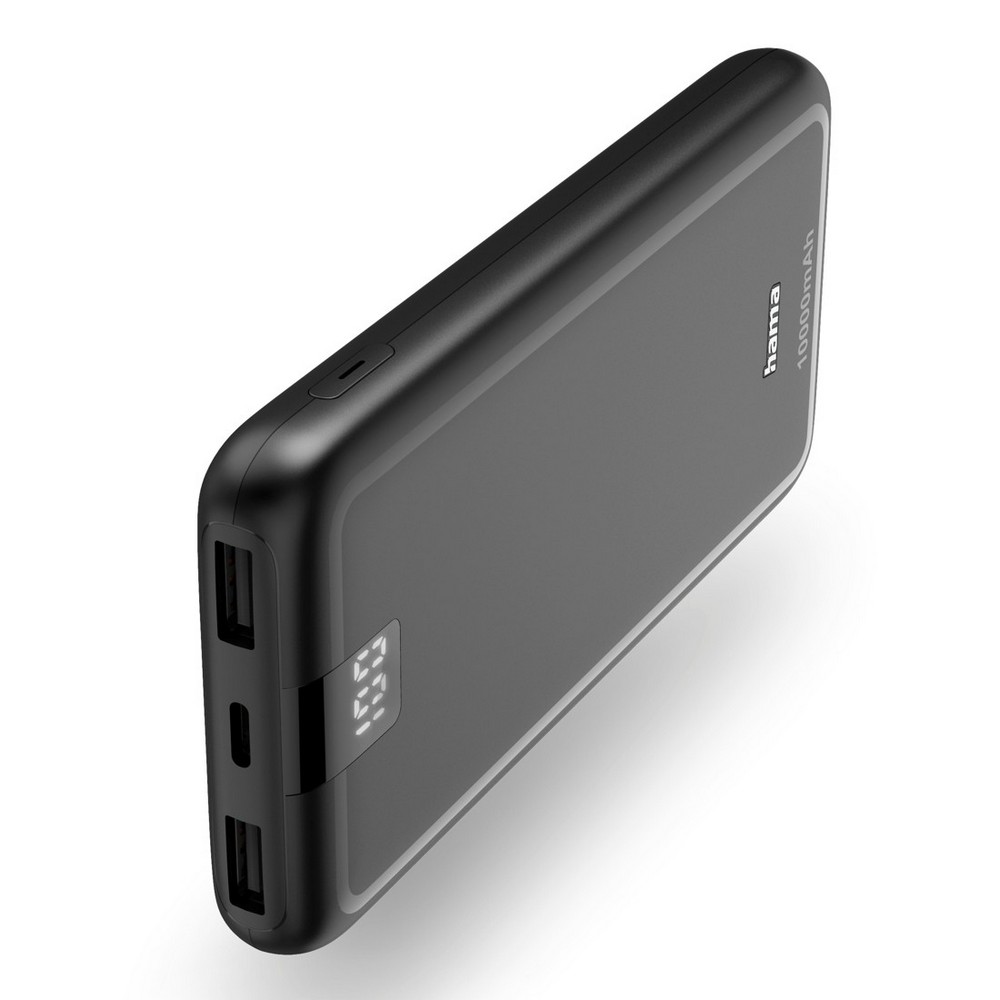 Power bank 10000 mAh Hama Power Pack Performance z nadrukiem Twojego logo, materiał: plastik, kolor: czarny Power bank 10000 mAh Hama Power Pack Performance z nadrukiem Twojego logo, materiał: plastik, kolor: czarny