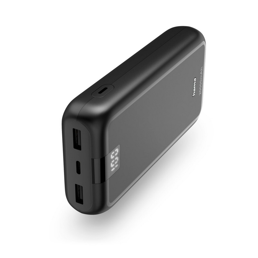 Power bank 20000 mAh Hama Power Pack Performance z nadrukiem Twojego logo, materiał: plastik, kolor: czarny Power bank 20000 mAh Hama Power Pack Performance z nadrukiem Twojego logo, materiał: plastik, kolor: czarny
