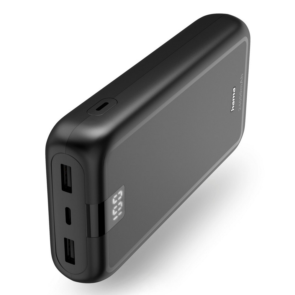 Power bank 24000 mAh Hama Power Pack Performance z nadrukiem Twojego logo, materiał: plastik, kolor: czarny Power bank 24000 mAh Hama Power Pack Performance z nadrukiem Twojego logo, materiał: plastik, kolor: czarny